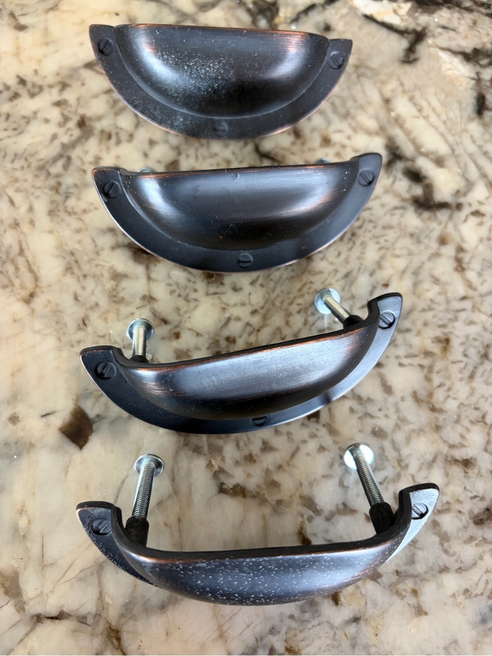 Oil-Rubbed Bronze Cup Pull Drawer Handles - Classic Dark Bronze Finish